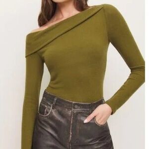 Reformation Elio Olive Knit Top